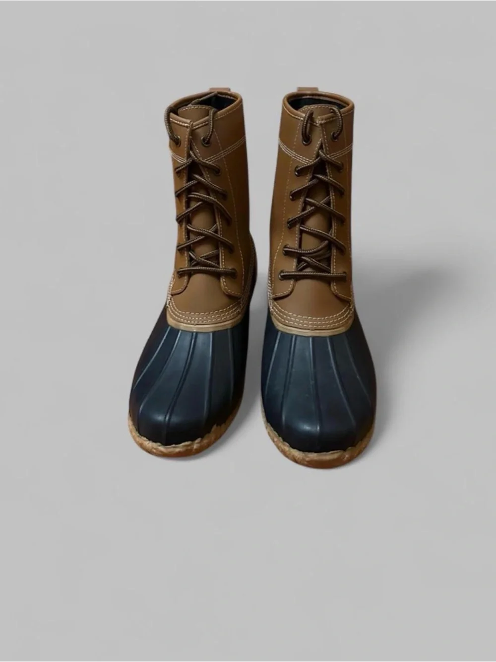 Lands' End Leather Duck Boots Plaid Lined Waterproof Winter Rain Boots - 9.5